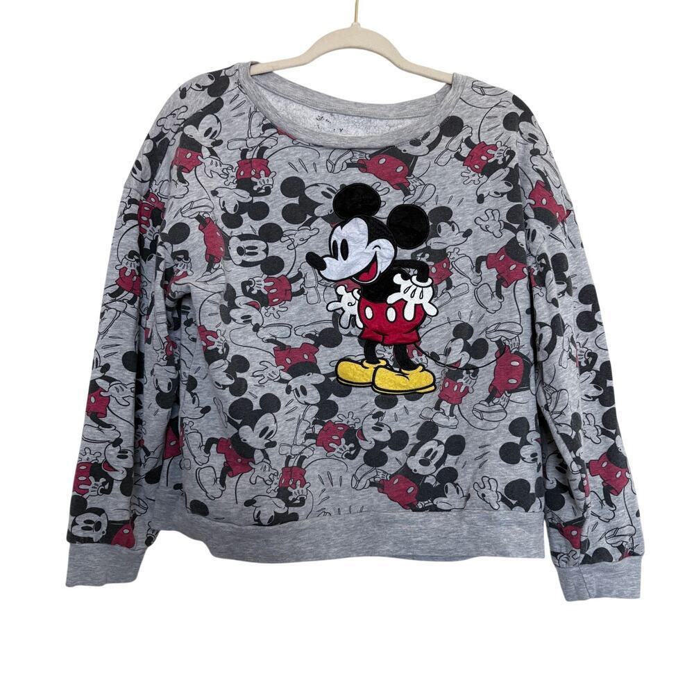 Disney Mickey Mouse Embroidered sweatshirt Sz L Resort Tripwear vacation Y2k